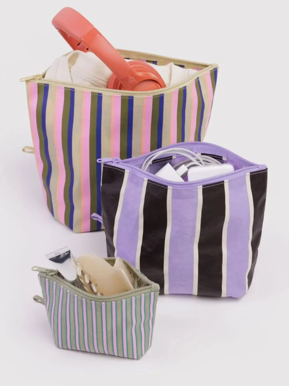 NWT Baggu Go Pouch Set - Candy Shop Stripes